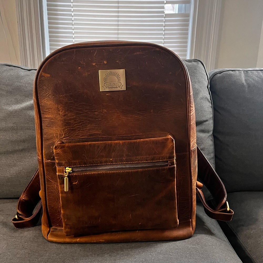 Brown Leather Backpack - image 2